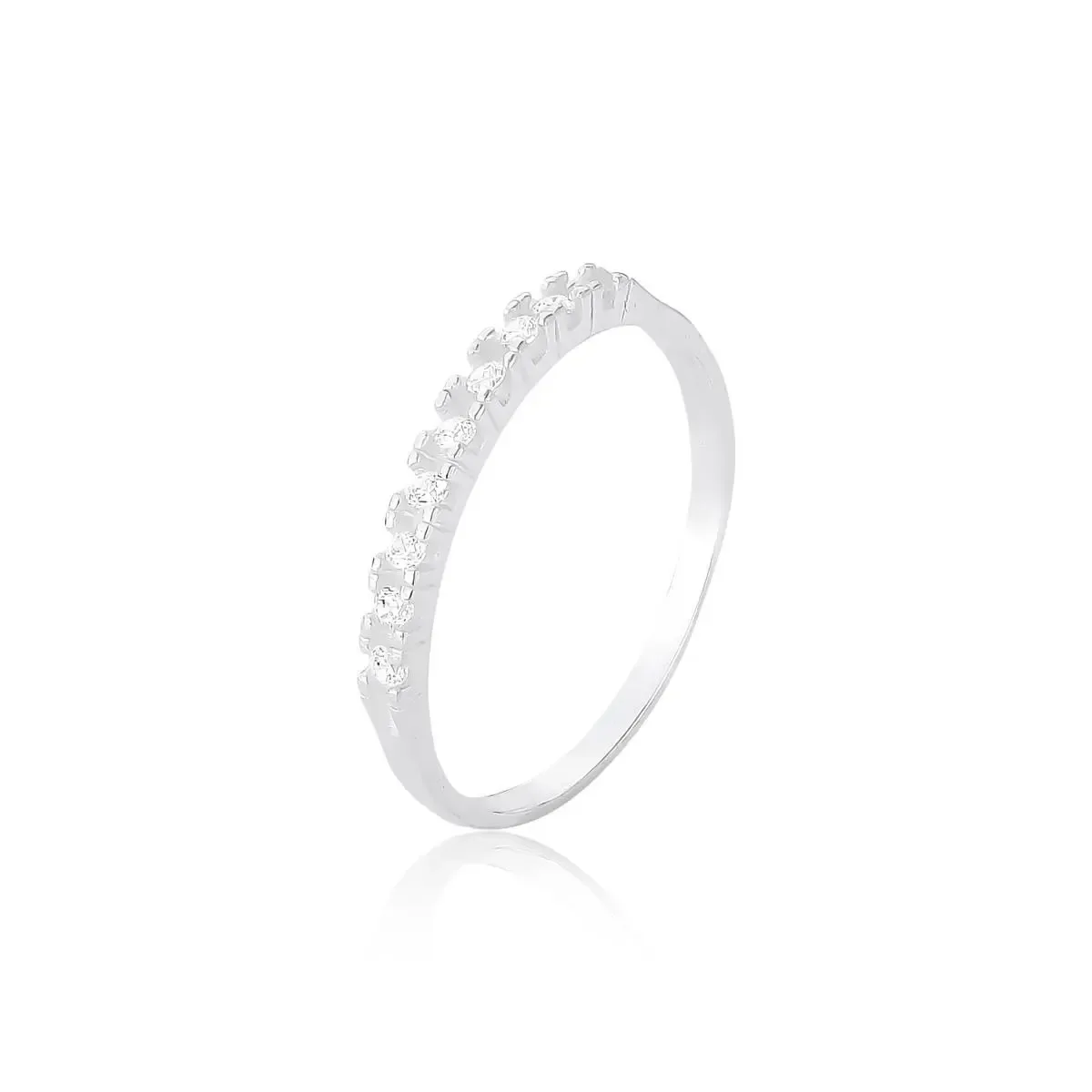 Anel Meia Aliança Cravejado 1,5mm