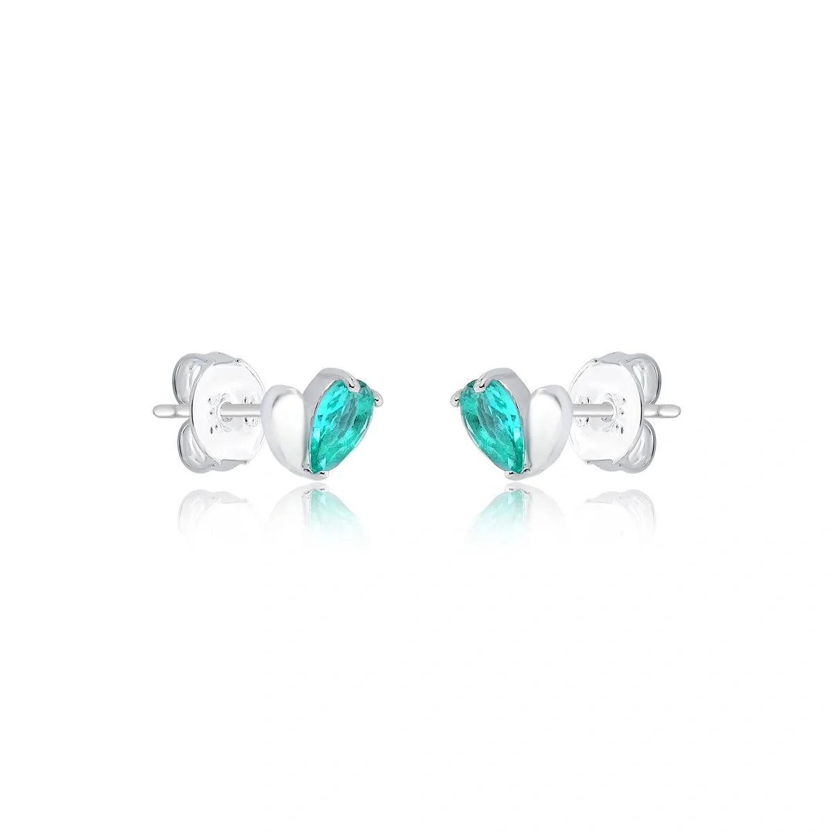 Brinco Coração com Metade Zirconia Gota