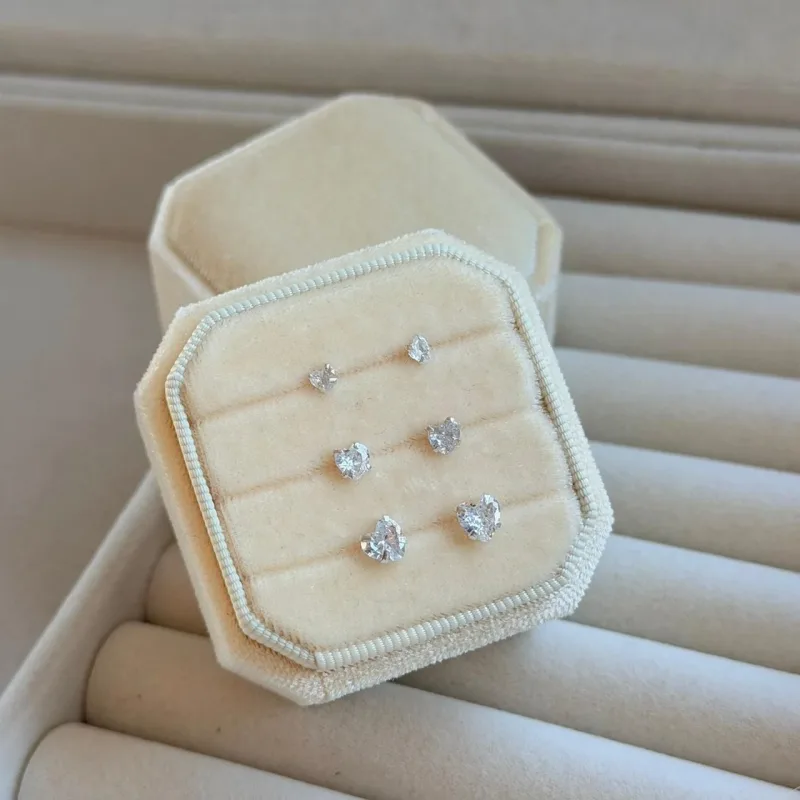 Brinco Trio 3,4,5 mm Coração - Cristal
