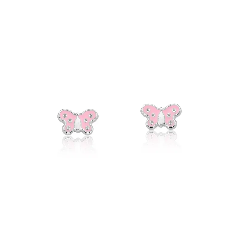 Brinco Borboleta Rosa Resinada