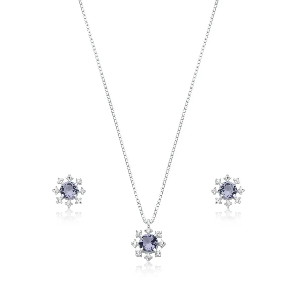Conjunto Pedra Redonda com Zircônias