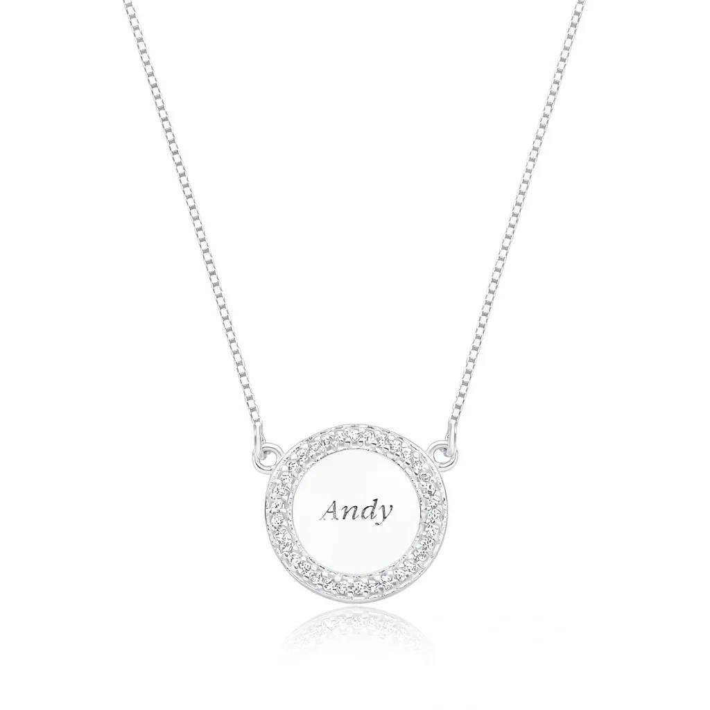 Colar Circulo Cravejado Personalizado
