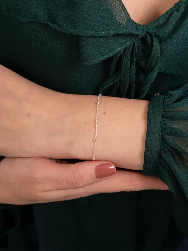 Pulseira de Prata 925 Veneziana com Bolinhas