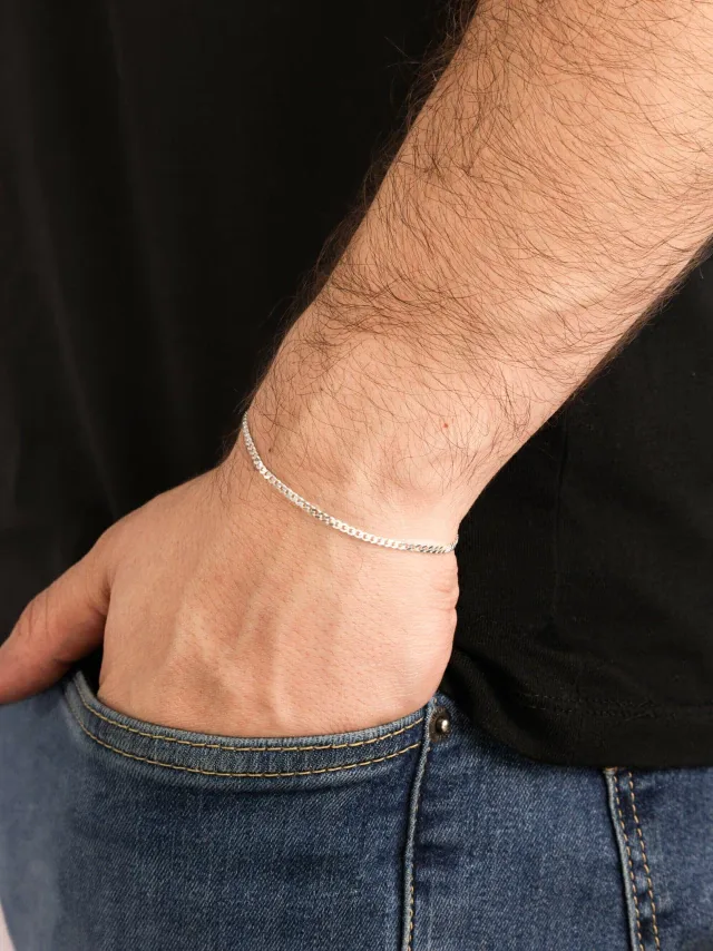 Pulseira Masculina de Prata 925 Elos Grumet 2.2mm
