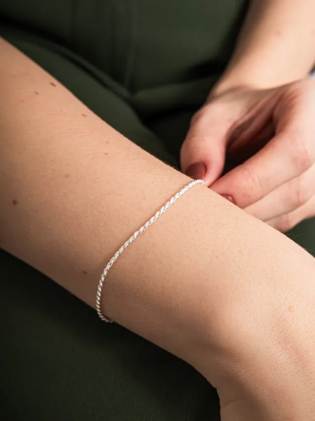 Pulseira de Prata 925 Cordão Baiano Feminina