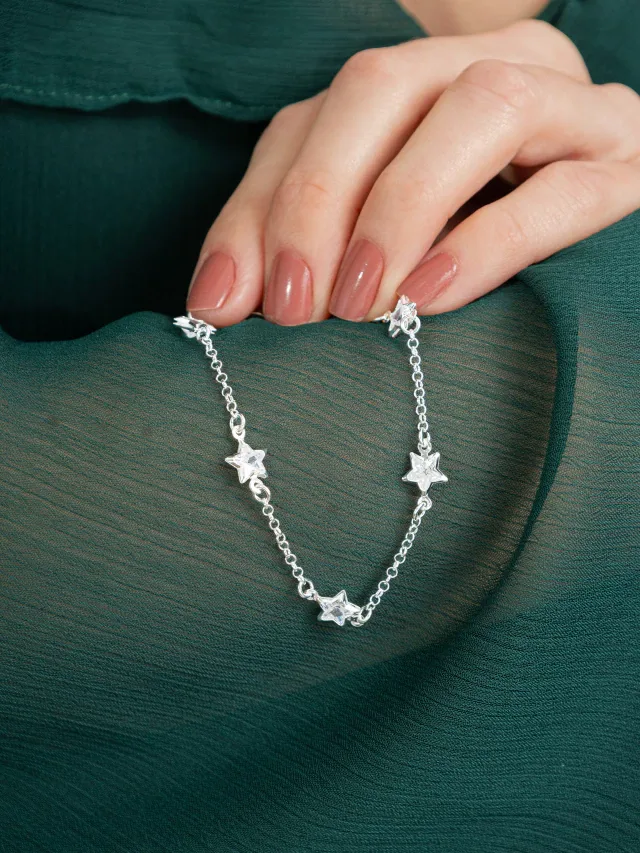 Pulseira de Prata 925 Estrelas Zircônias Brancas