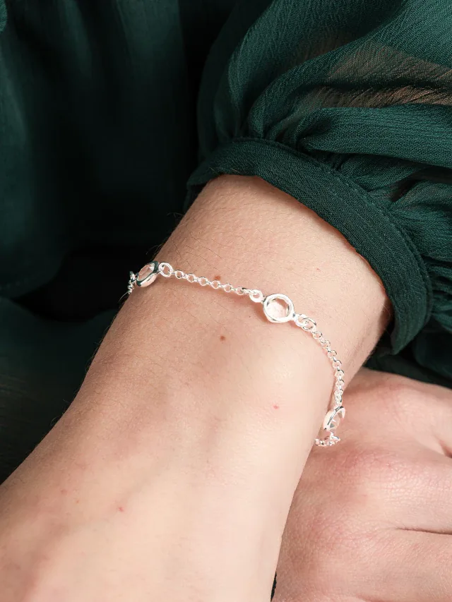 Pulseira de Prata 925 Zircônias Brancas