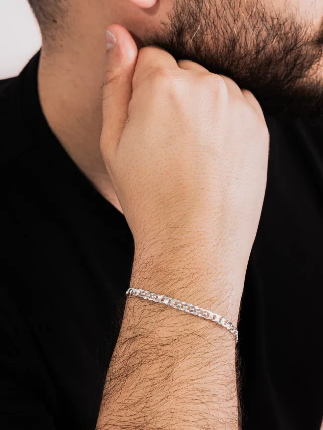 Pulseira Masculina de Prata 925 Elos Grumet 4.4mm