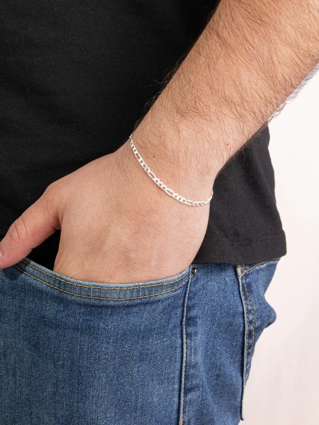 Pulseira Masculina de Prata 925 Elos 3x1 3mm