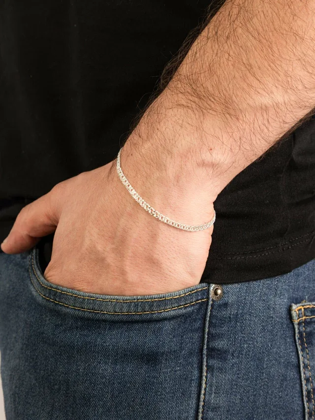 Pulseira de Prata 925 Masculina Elos Grumet Duplo 2.3mm