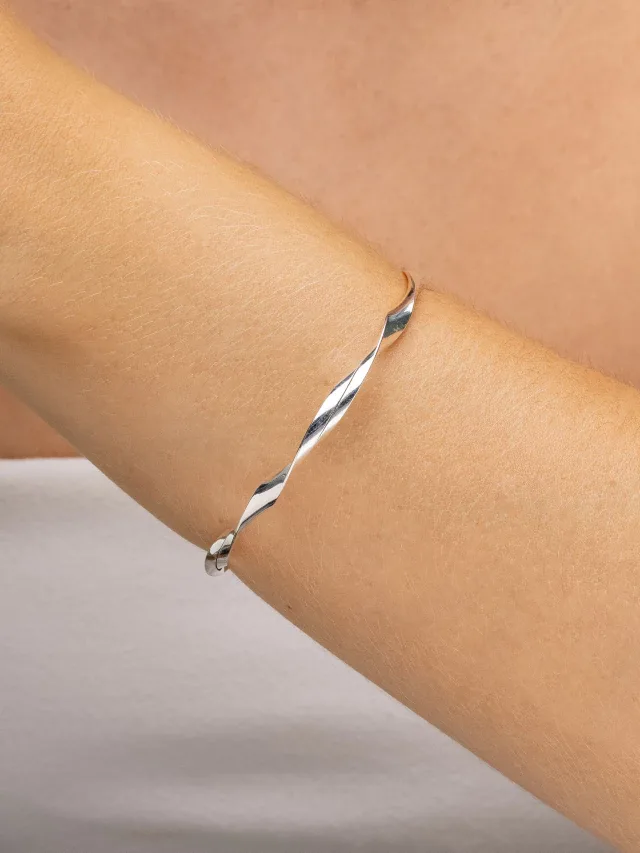 Bracelete de Prata 925 Torcido Ondulado