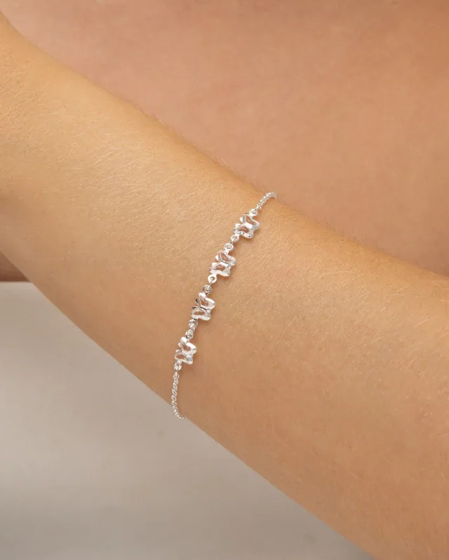 Pulseira de Prata 925 Borboletas Brancas