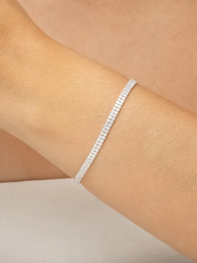 Pulseira de Prata 925 Riviera Fileira Dupla
