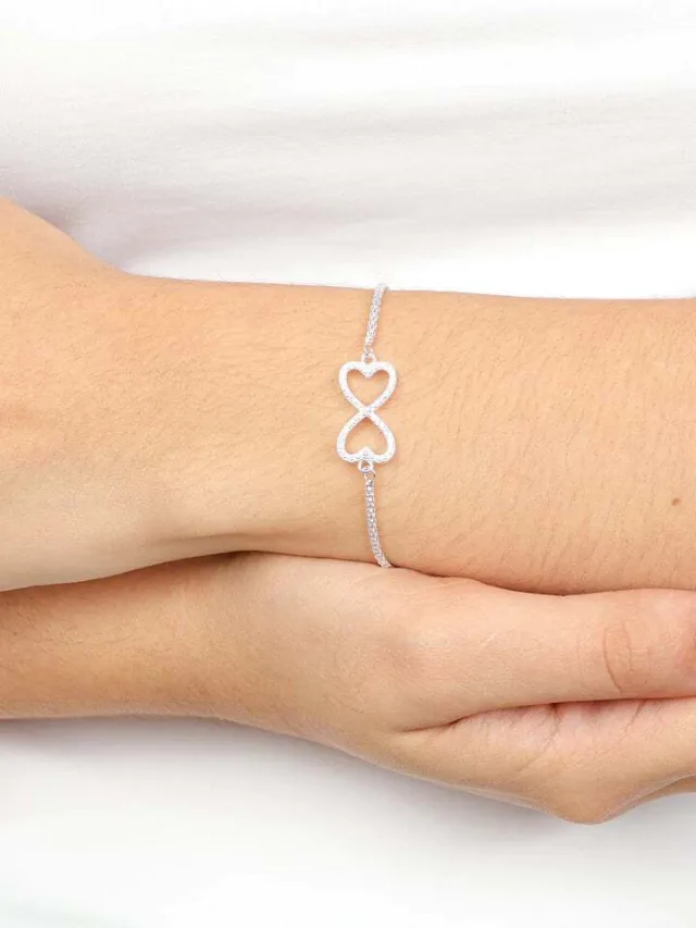 Pulseira de Prata 925 Com Corrente Pipoca e Corações