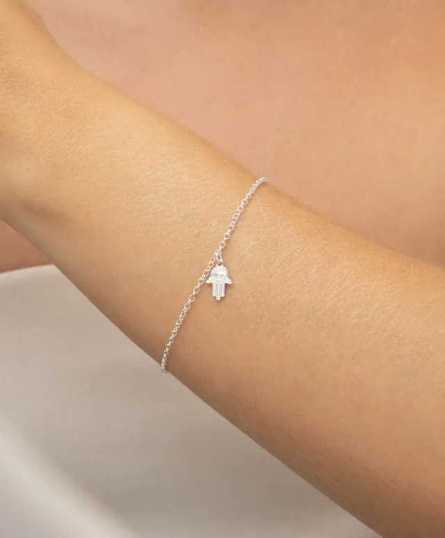 Pulseira de Prata 925 Mão de Fatima Pendurado