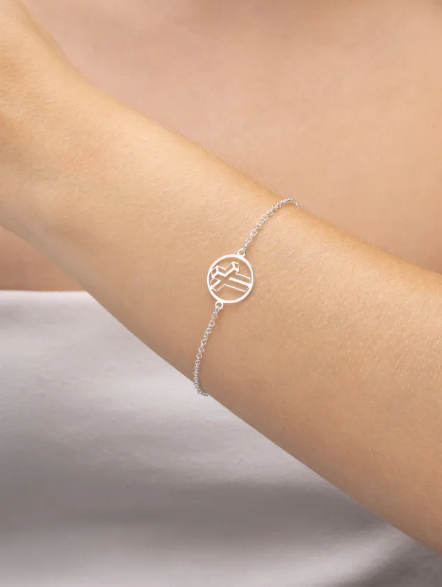 Pulseira de Prata 925 Crucifixo Geométrico