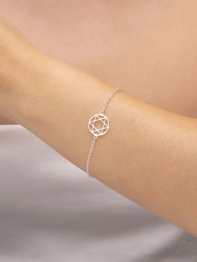Pulseira de Prata 925 Estrela de Davi Central