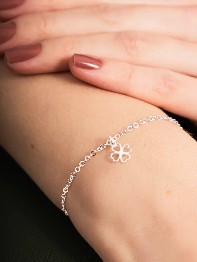 Pulseira de Prata 925 Trevo Vazado