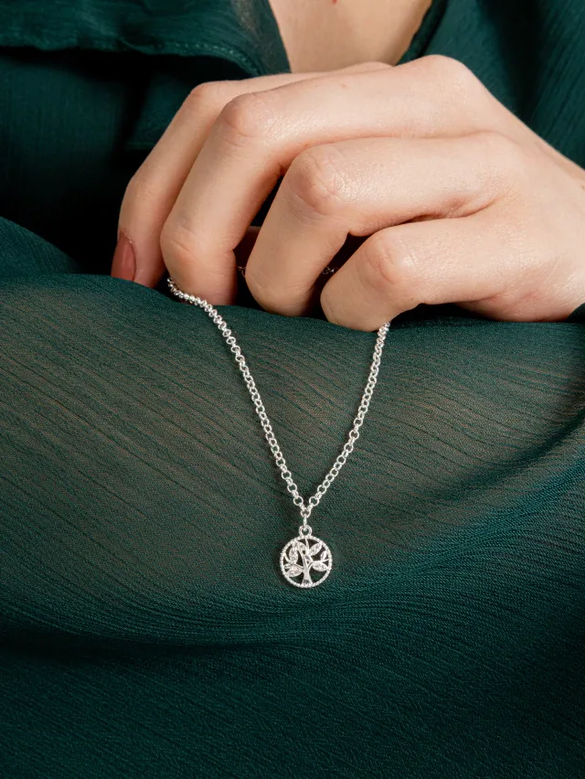 Pulseira de Prata 925 Pingente Árvore da Vida com Zircônias