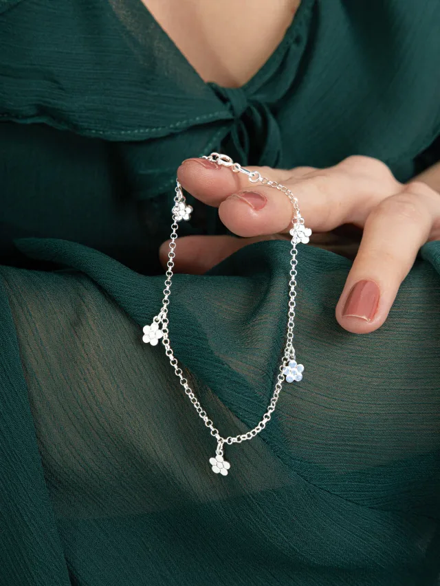 Pulseira de Prata 925 Flores