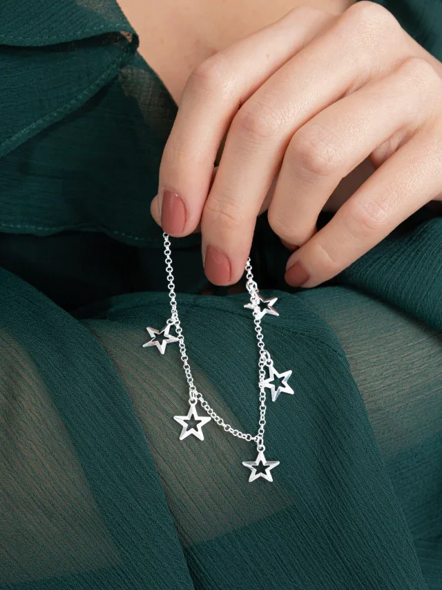 Pulseira de Prata 925 Estrelas Vazadas Lisas
