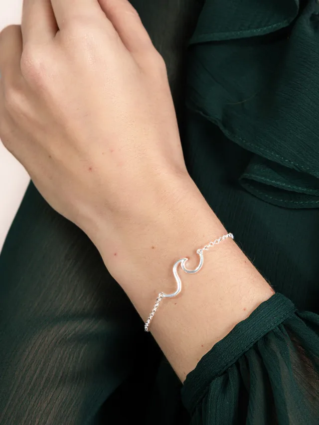 Pulseira de Prata 925 Onda Central