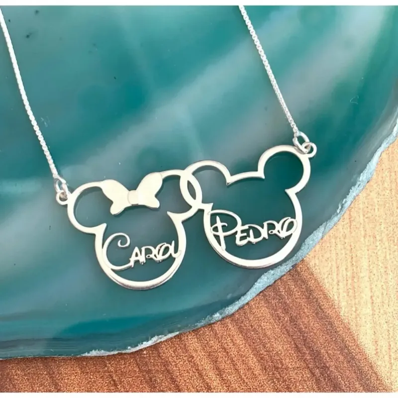 Gargantilha Mickey E Minnie Juntos C/Nome