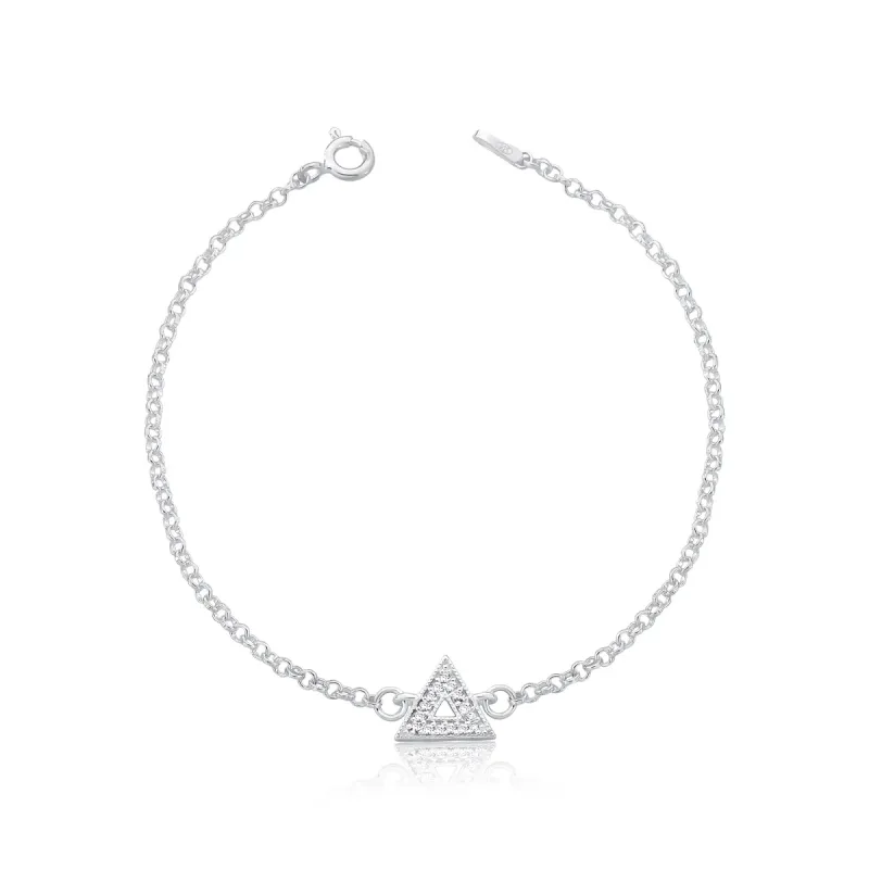 Pulseira Triângulo Cravejado No Elo Português