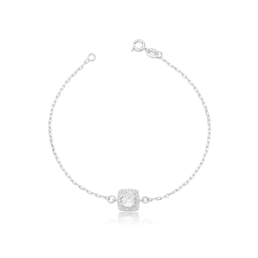 Pulseira Galeria Quadrada com Zirconia Redonda