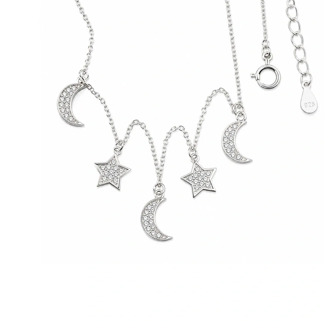 Pulseira Lua e Estrela Cravejadas