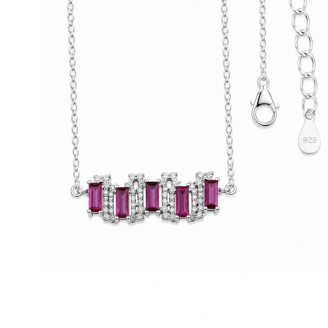 Pulseira Baguete Rubelita e Cristais