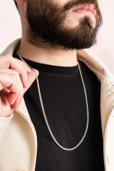 Corrente Masculina de Prata 925 Elos Grumet 3mm 70cm — foto 2