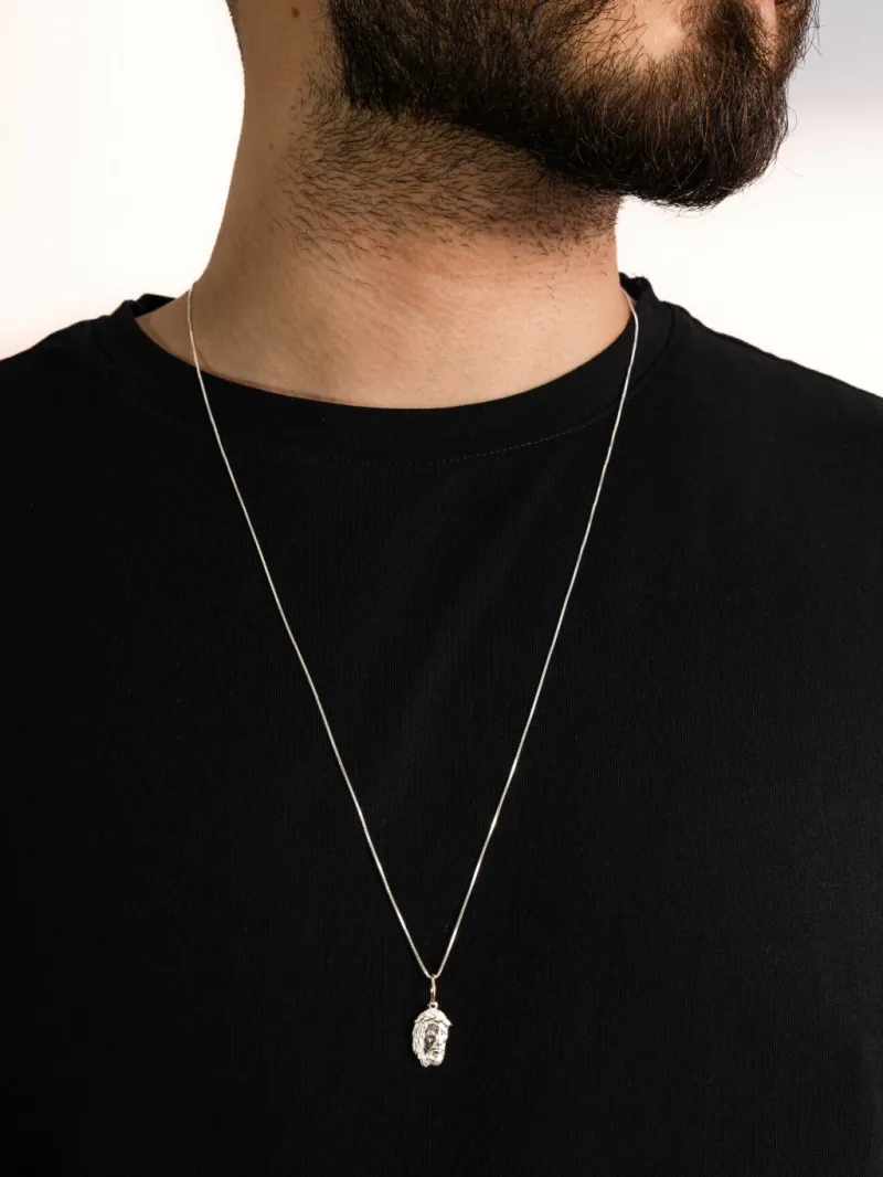 Corrente Masculina de Prata 925 Face de Jesus 70cm