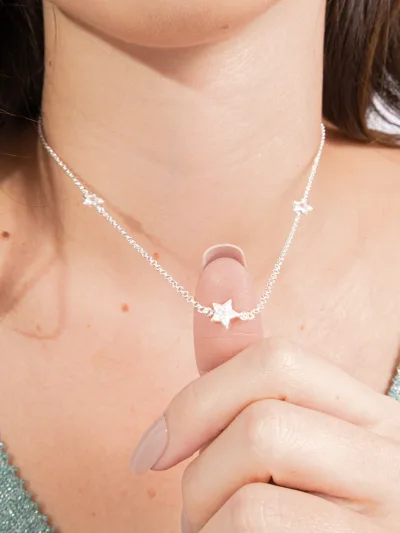 Colar de Prata 925 com Estrelas de Zircônias — foto 2