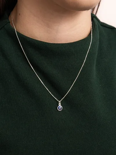 Colar de Prata 925 Olho Grego Azul Escuro Delicado — foto 1