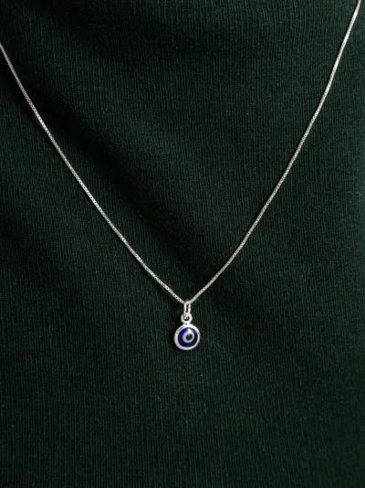 Colar de Prata 925 Olho Grego Azul Escuro Delicado — foto 2