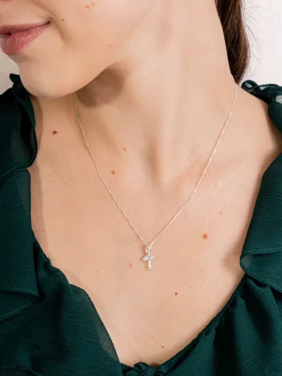 Colar de Prata 925 Pingente Bailarina com Micro Zircônias — foto 1