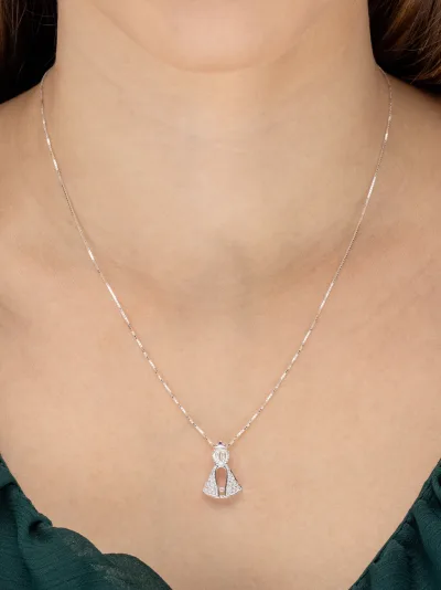 Colar de Prata 925 Nossa Senhora Cravejada com Zircônias Brancas — foto 2