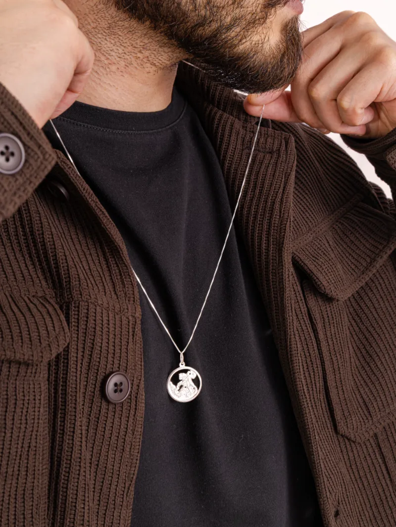 Colar de Prata 925 Masculino Pingente São Jorge
