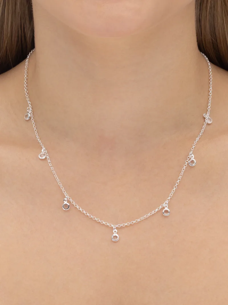 Colar de Prata 925 Zircônias Brancas Pequenas
