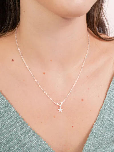 Colar de Prata 925 Coração com Estrela — foto 1