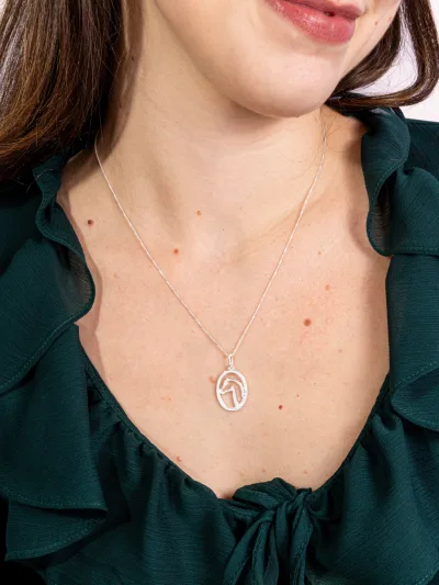 Colar de Prata 925 Cavalo com Zircônias Brancas — foto 1