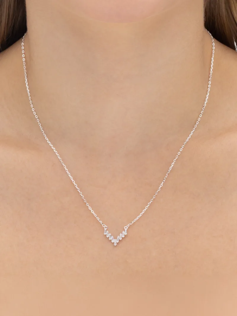 Colar de Prata 925 Zircônias Brancas em V