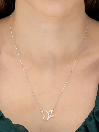 Colar de Prata 925 Borboleta Minimalista — foto 1
