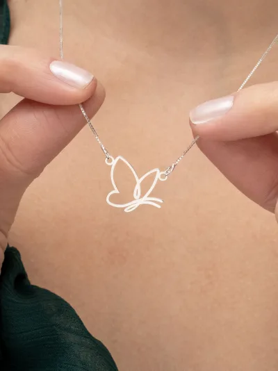 Colar de Prata 925 Borboleta Minimalista — foto 2