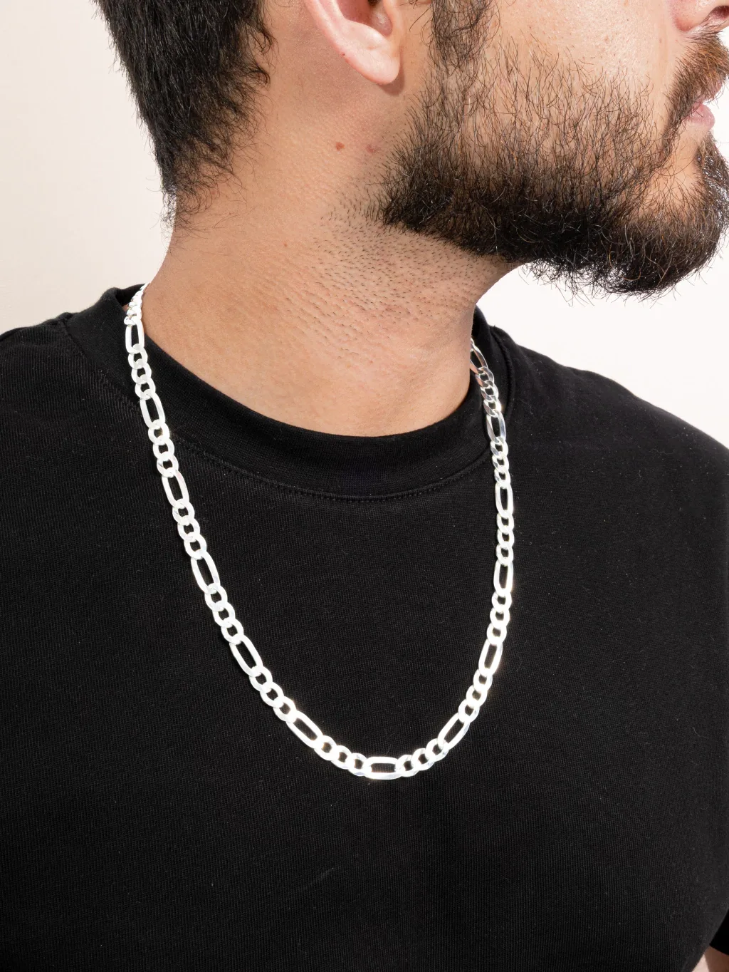Corrente Masculina Prata 925 Elos 3x1 8mm 60cm