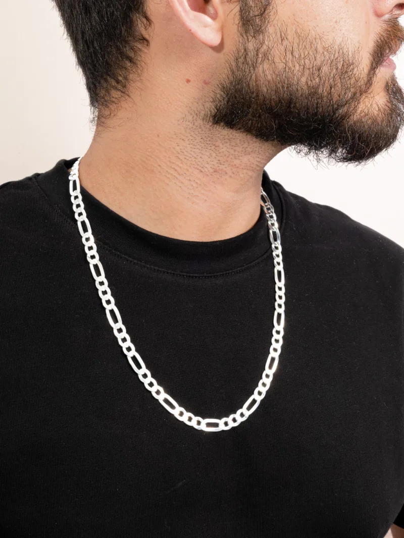 Corrente Masculina Prata 925 Elos 3x1 8mm 60cm