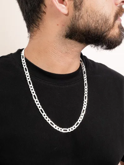 Corrente Masculina Prata 925 Elos 3x1 8mm 60cm — foto 1