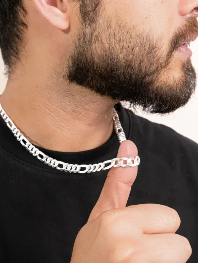 Corrente Masculina Prata 925 Elos 3x1 8mm 60cm — foto 2