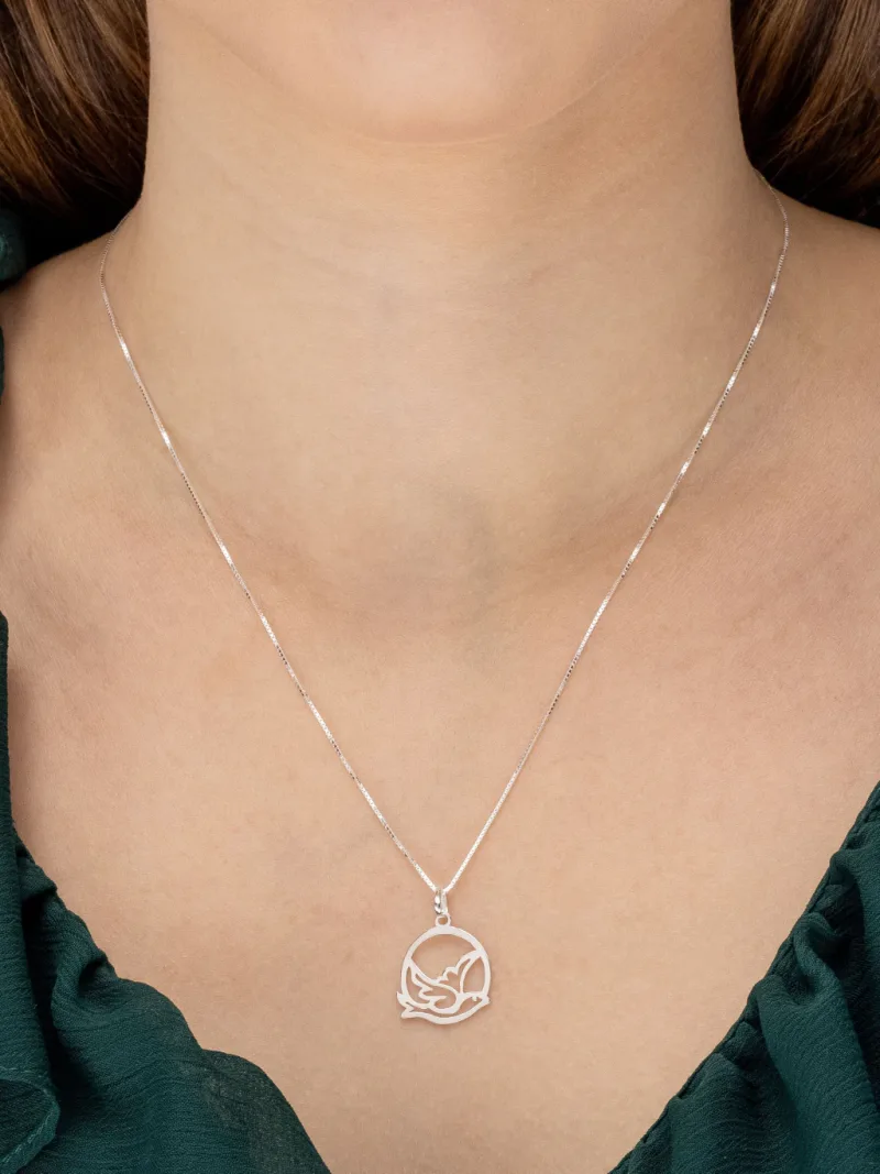 Colar de Prata 925 Círculo com Espírito Santo